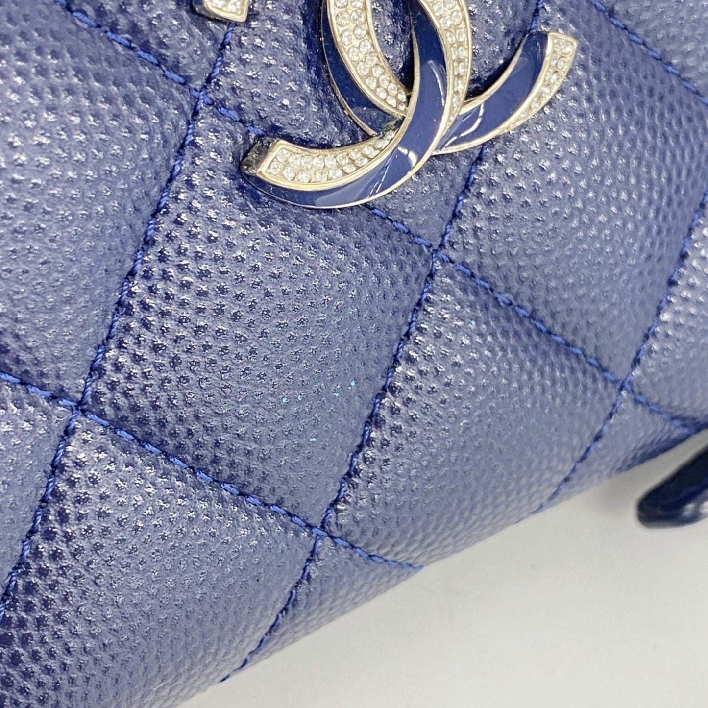 Chanel Navy Grained Calfskin Coin Purse/Coin Case (Pre-Owned)