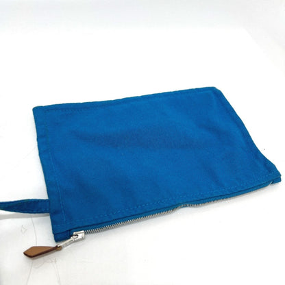 Hermes Blue White Yellow Canvas Handbag Pouch Tote Bag (Pre-Owned)