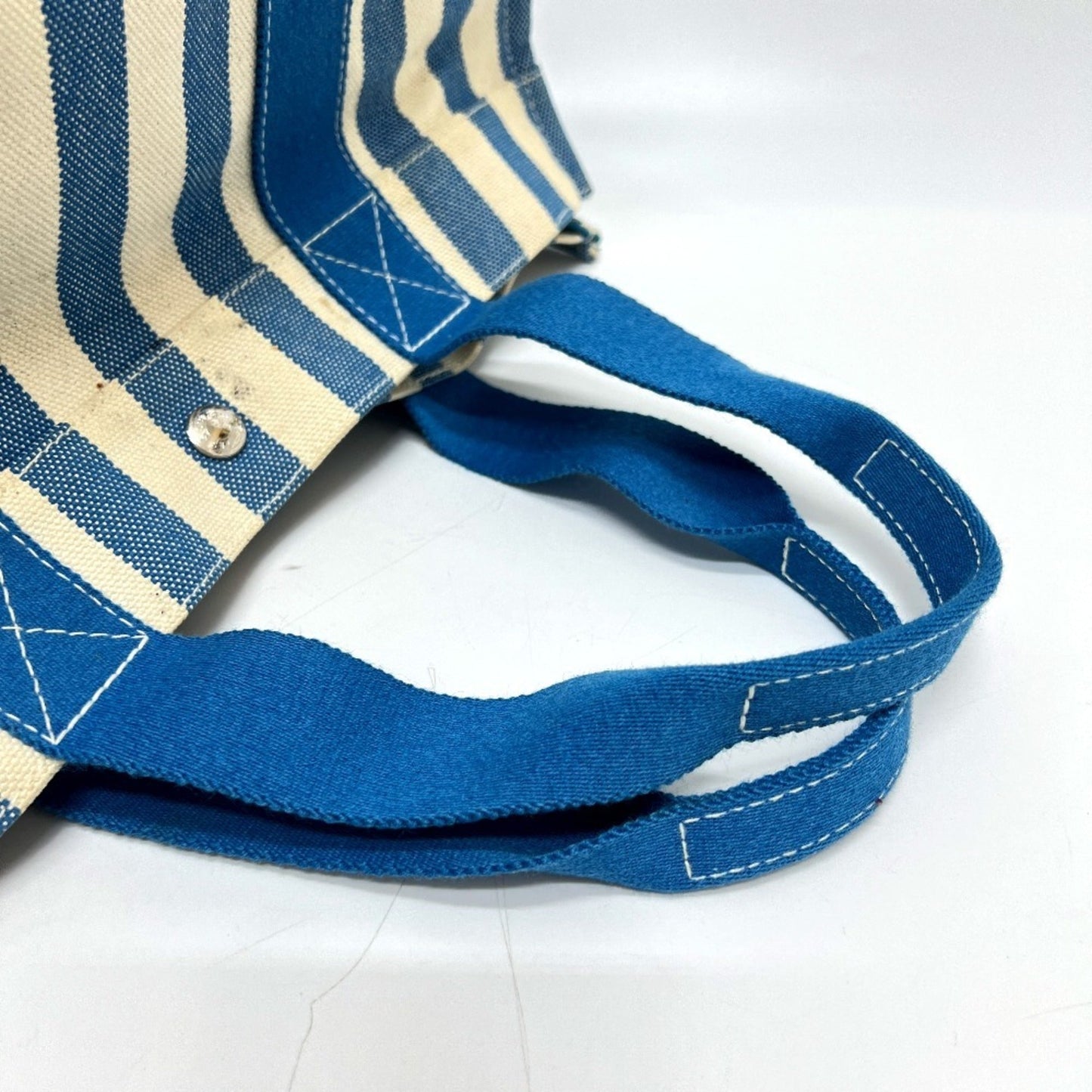 Hermes Blue White Yellow Canvas Handbag Pouch Tote Bag (Pre-Owned)