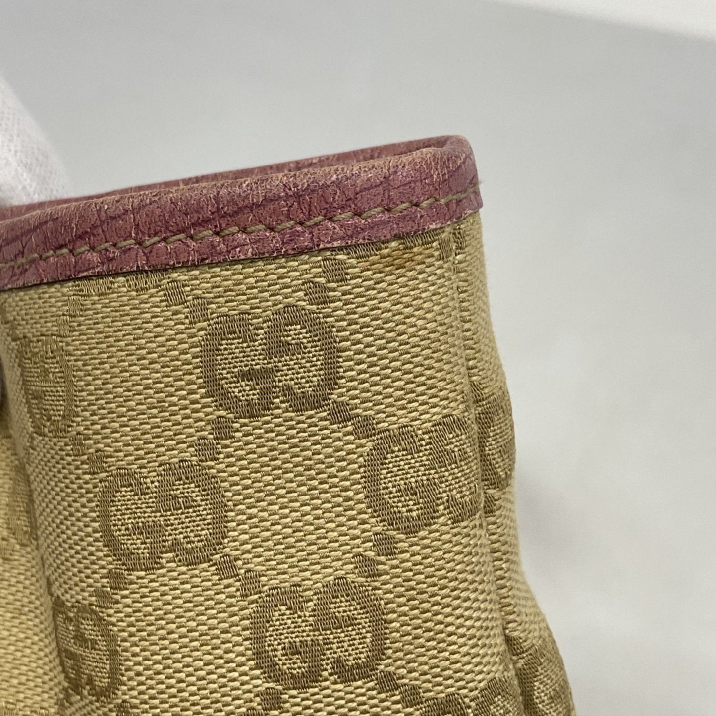 Gucci Beige Pink Canvas Tote Bag (Pre-Owned)