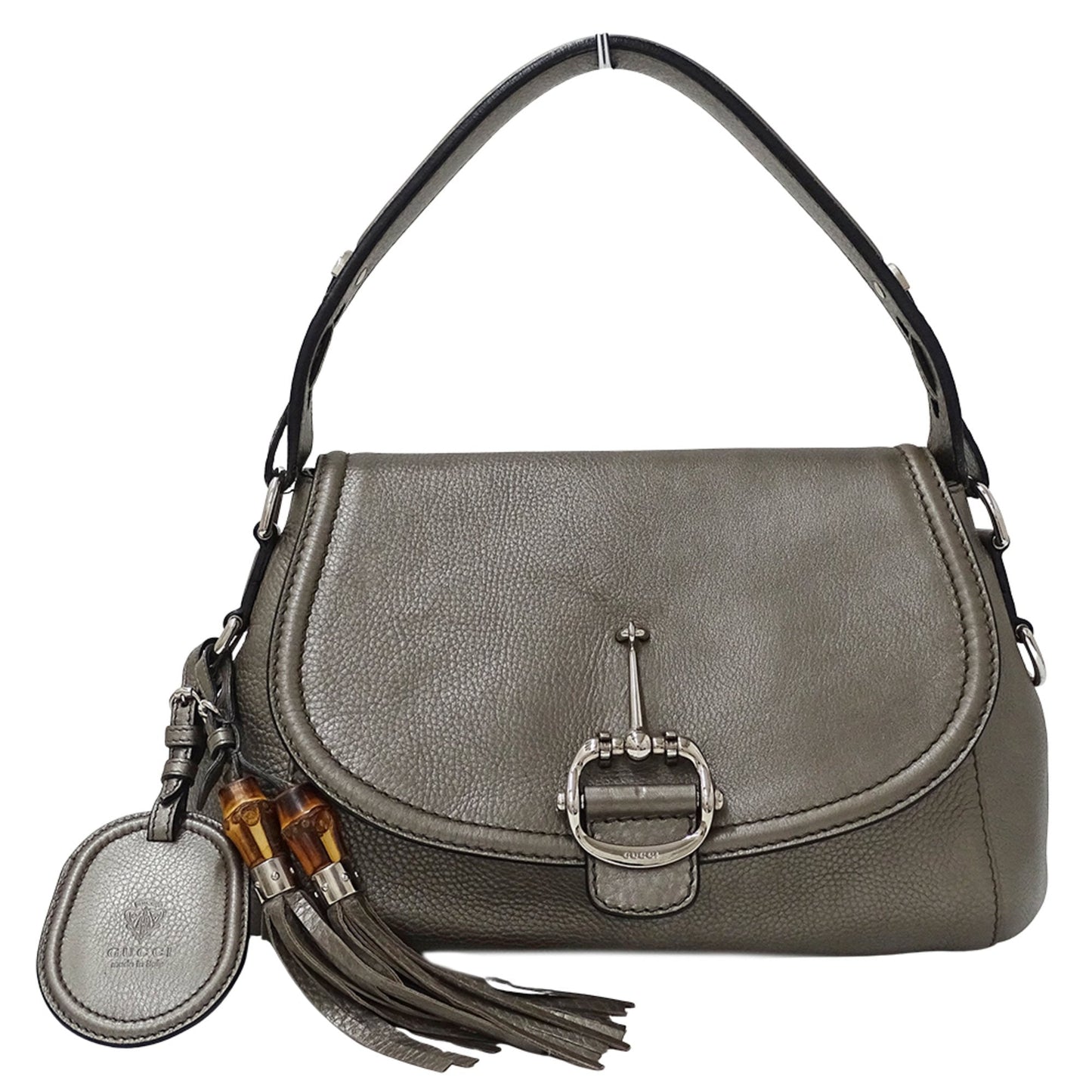 Gucci Bronze Metallic Gray Leather Shoulder Bag (Pre-Owned)