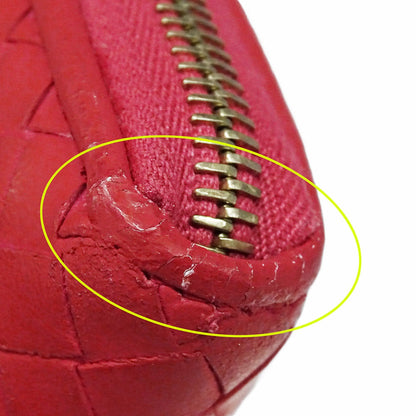 Bottega Veneta Red Color Intrecciato Long Wallet (Bi-Fold) (Pre-Owned)