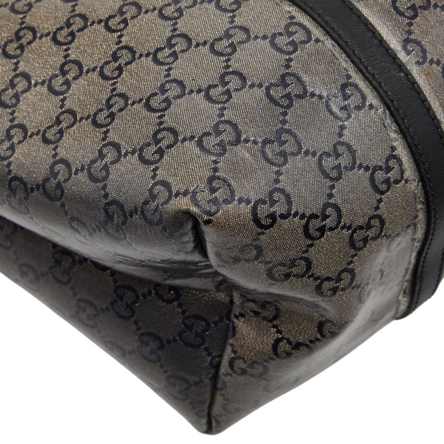 Gucci Black Gray Pvc Leather Tote Bag (Pre-Owned)