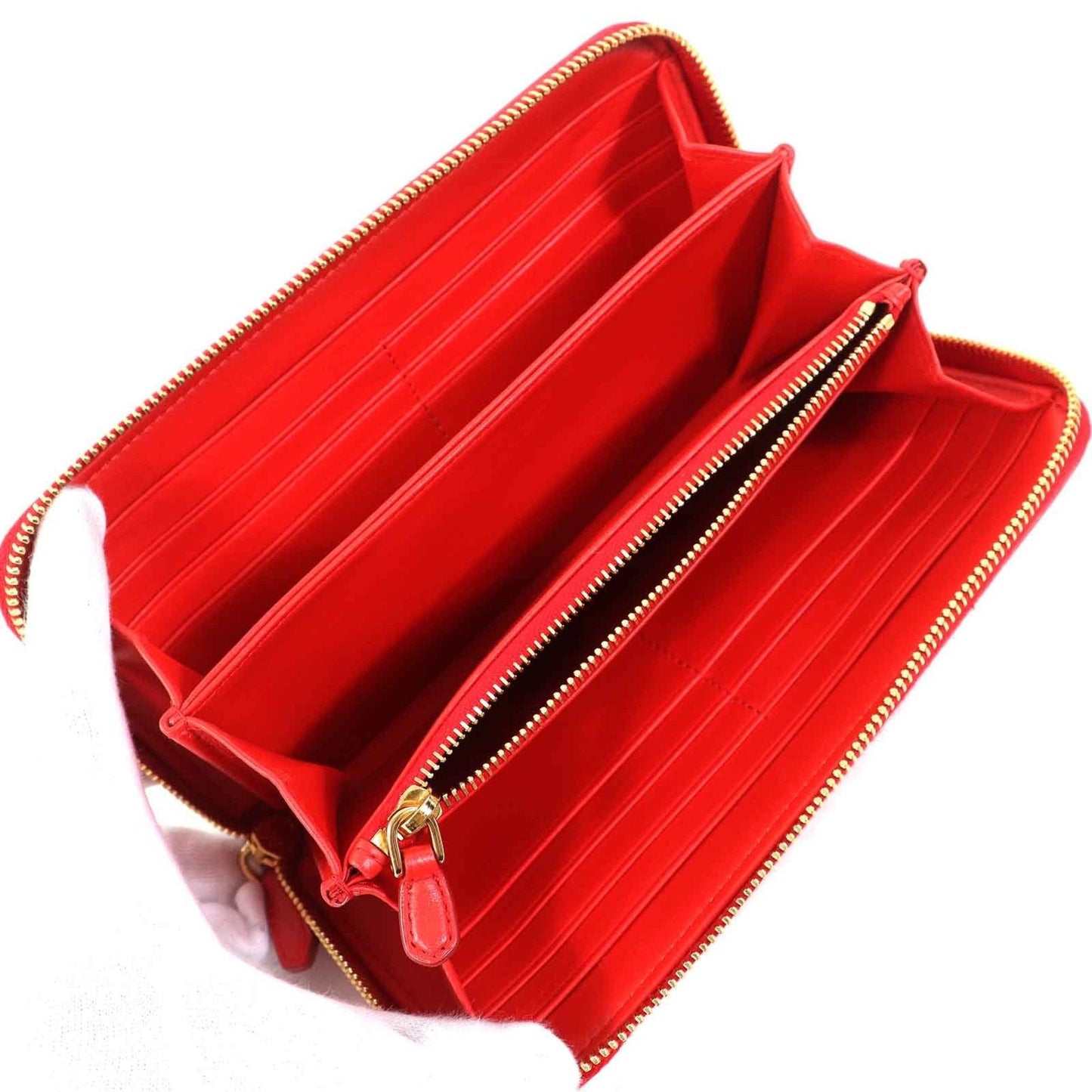 Prada Lacca Red Color Leather Long Wallet (Bi-Fold) (Pre-Owned)