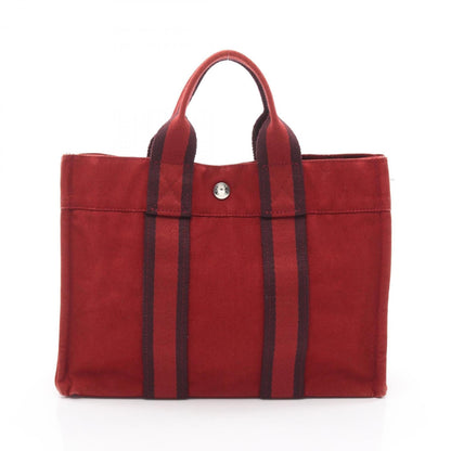 Hermes Red Color Canvas Toile H Tote Bag (Pre-Owned)