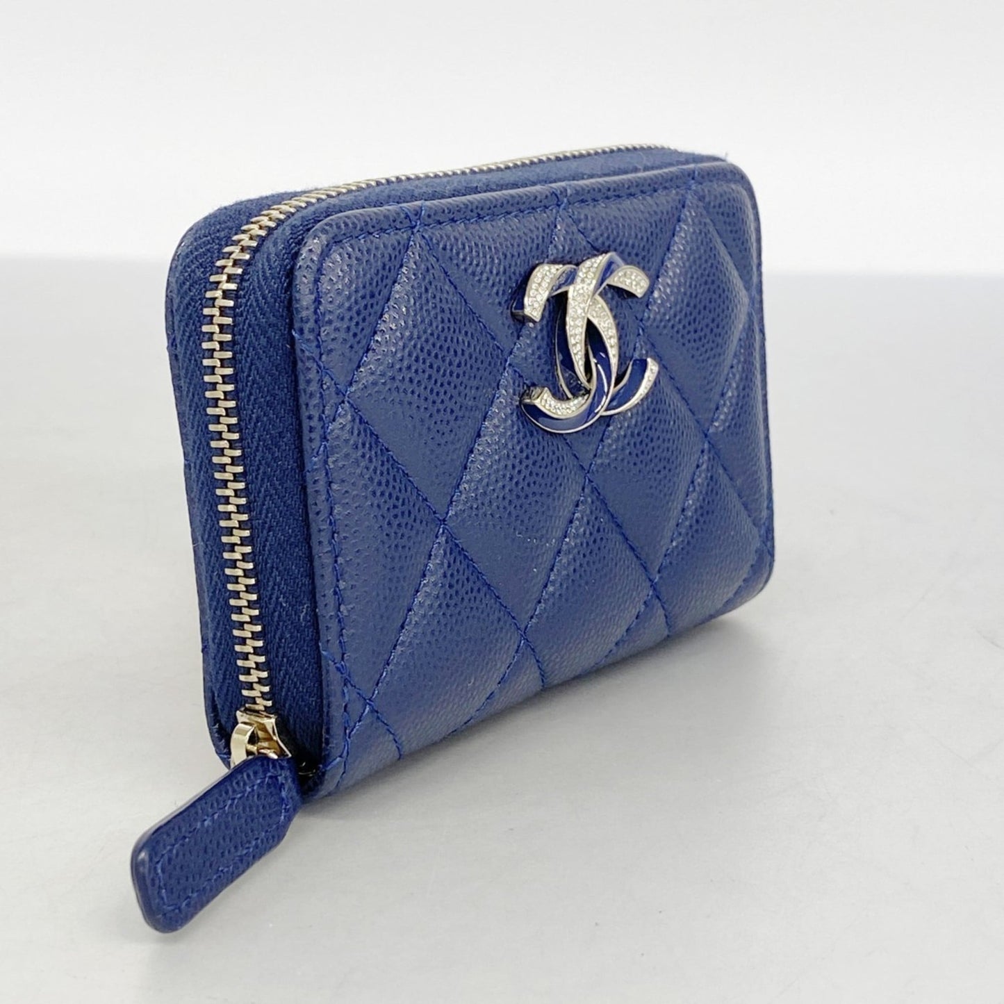 Chanel Navy Grained Calfskin Coin Purse/Coin Case (Pre-Owned)