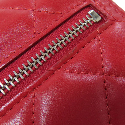 Chanel Matelasse Red Color Leather Wallet (Bi-Fold) (Pre-Owned)