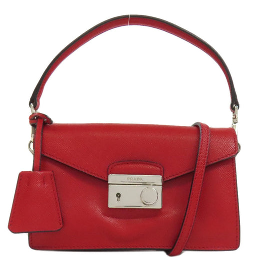 Prada Saffiano Red Color Saffiano Shoulder Bag (Pre-Owned)