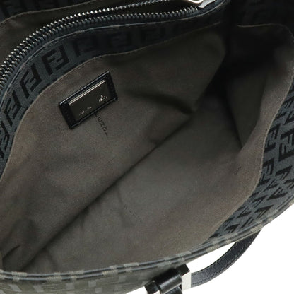 Fendi Black Canvas Leather Handbag Tote Bag (Pre-Owned)