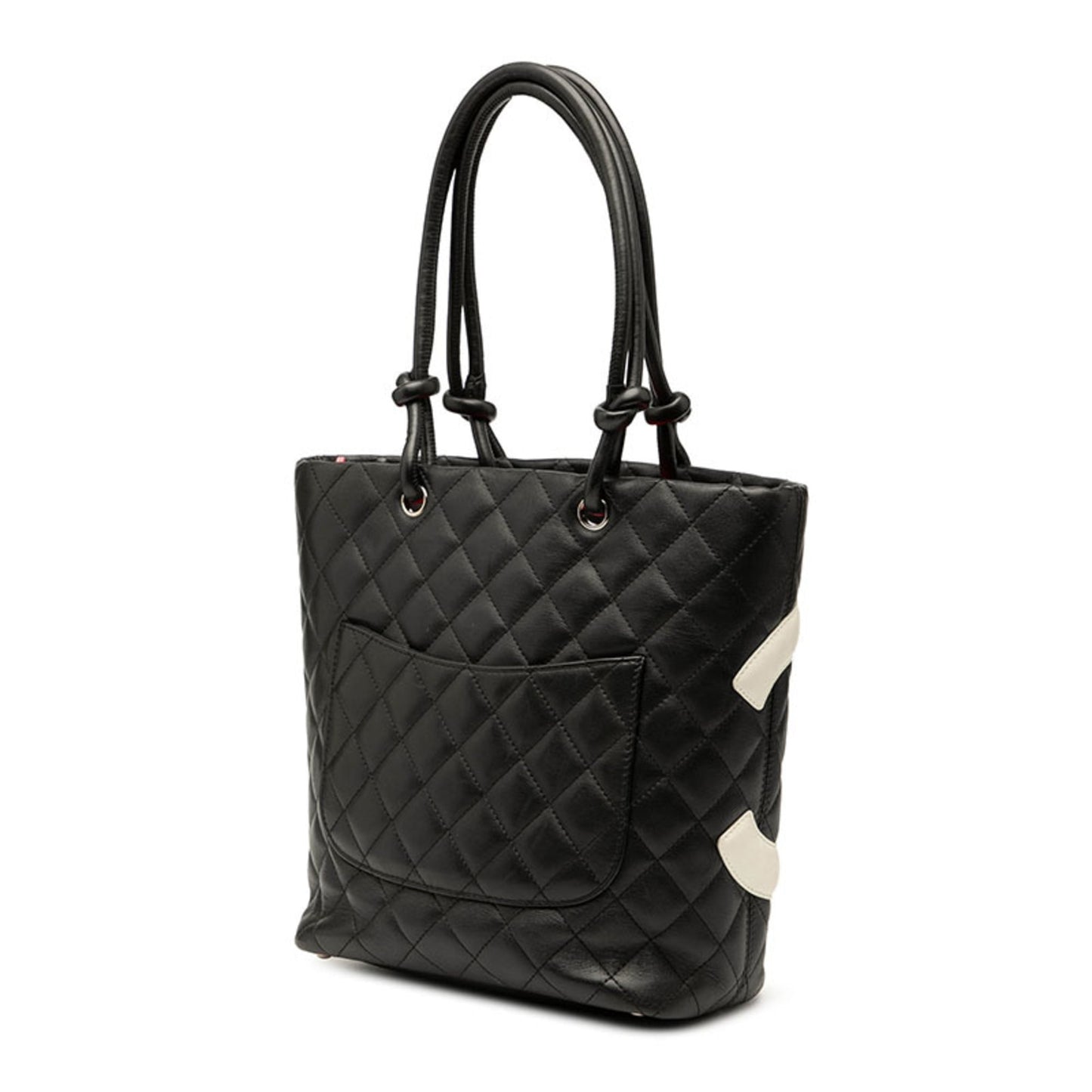 Chanel Black White Leather Handbag Tote Bag (Pre-Owned)