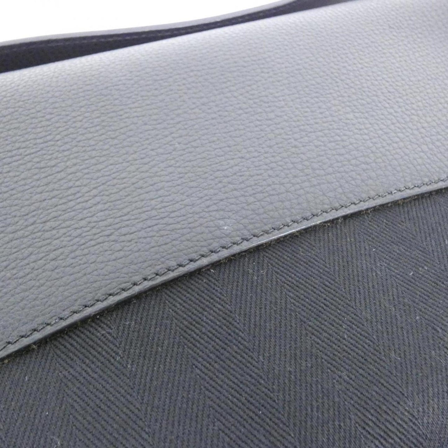 Hermes Silver Toile Chevron Shoulder Bag (Pre-Owned)