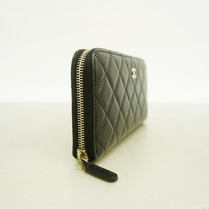 Chanel Black Leather Long Wallet (Bi-Fold) (Pre-Owned)