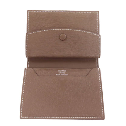 Hermes Etoupe Gray Chevre Leather Coin Purse/Coin Case (Pre-Owned)