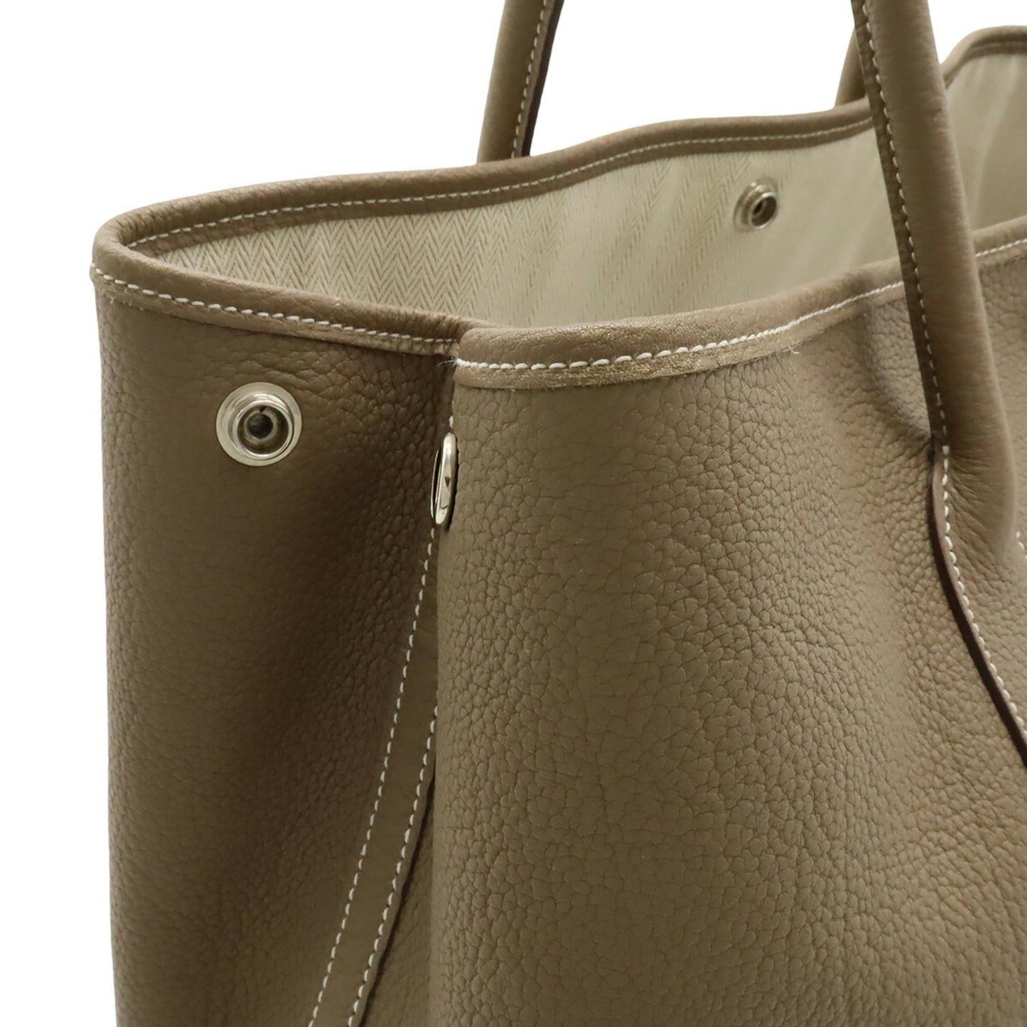 Hermes Garden Etoupe Gray Negonda Leather Handbag Tote Bag (Pre-Owned)