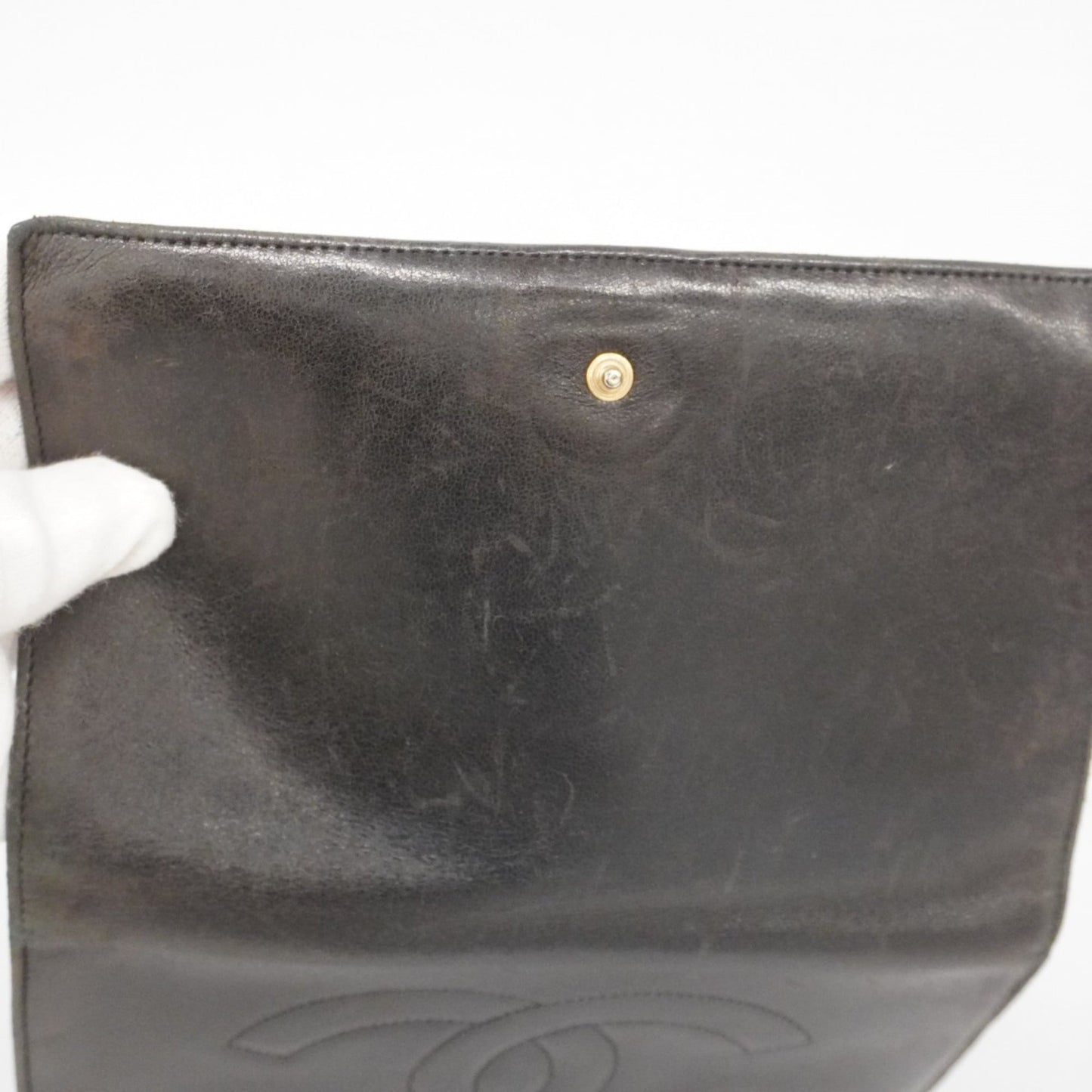Chanel Black Leather Long Wallet (Bi-Fold) (Pre-Owned)