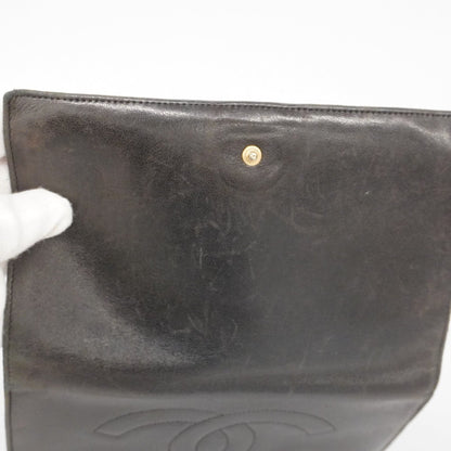 Chanel Black Leather Long Wallet (Bi-Fold) (Pre-Owned)