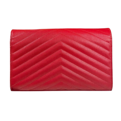 Saint Laurent Red Color Leather Chain/Shoulder Wallet (Pre-Owned)