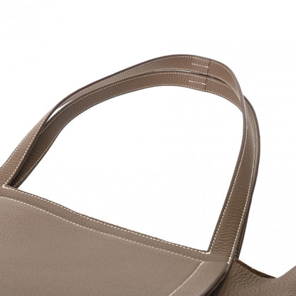 Hermes Etoupe Gray Taurillon Clemence Leather Tote Bag (Pre-Owned)
