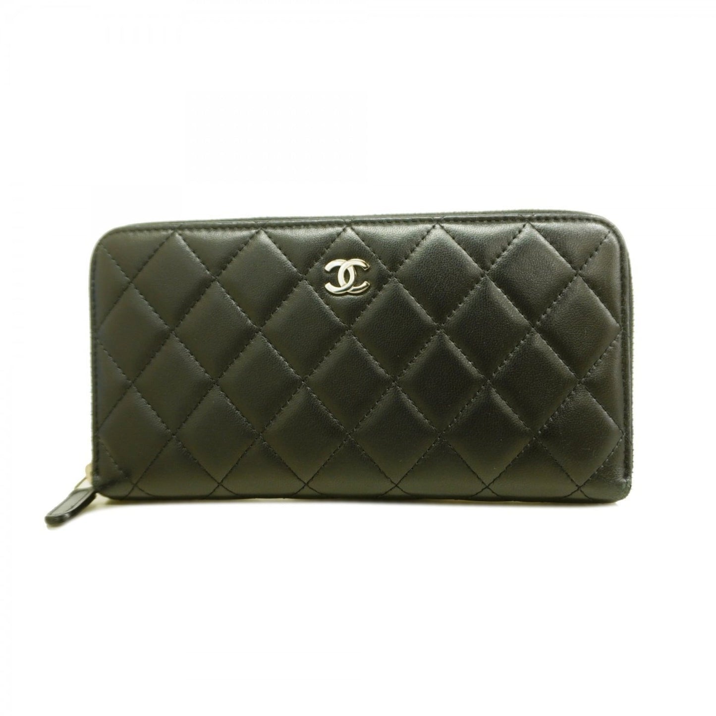 Chanel Black Leather Long Wallet (Bi-Fold) (Pre-Owned)