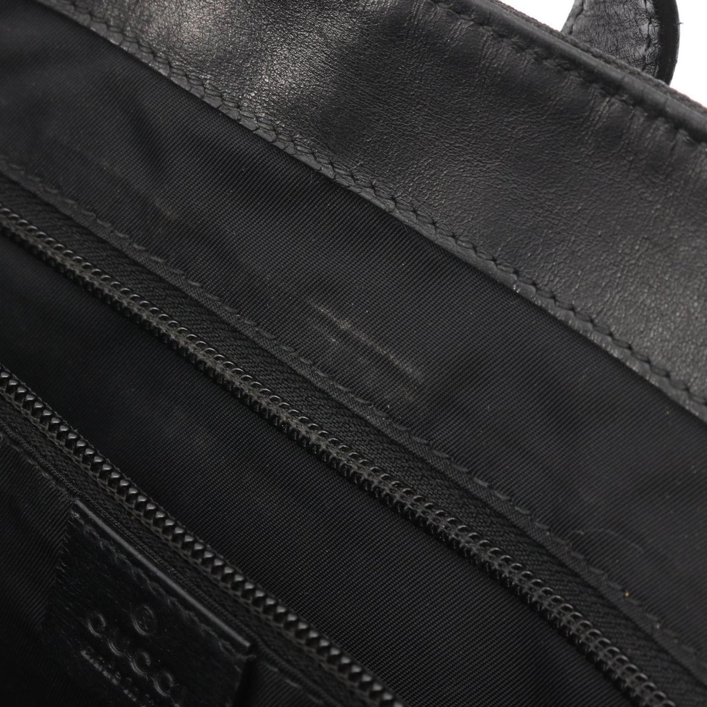 Gucci Black Green Red Color Canvas Leather Tote Bag (Pre-Owned)