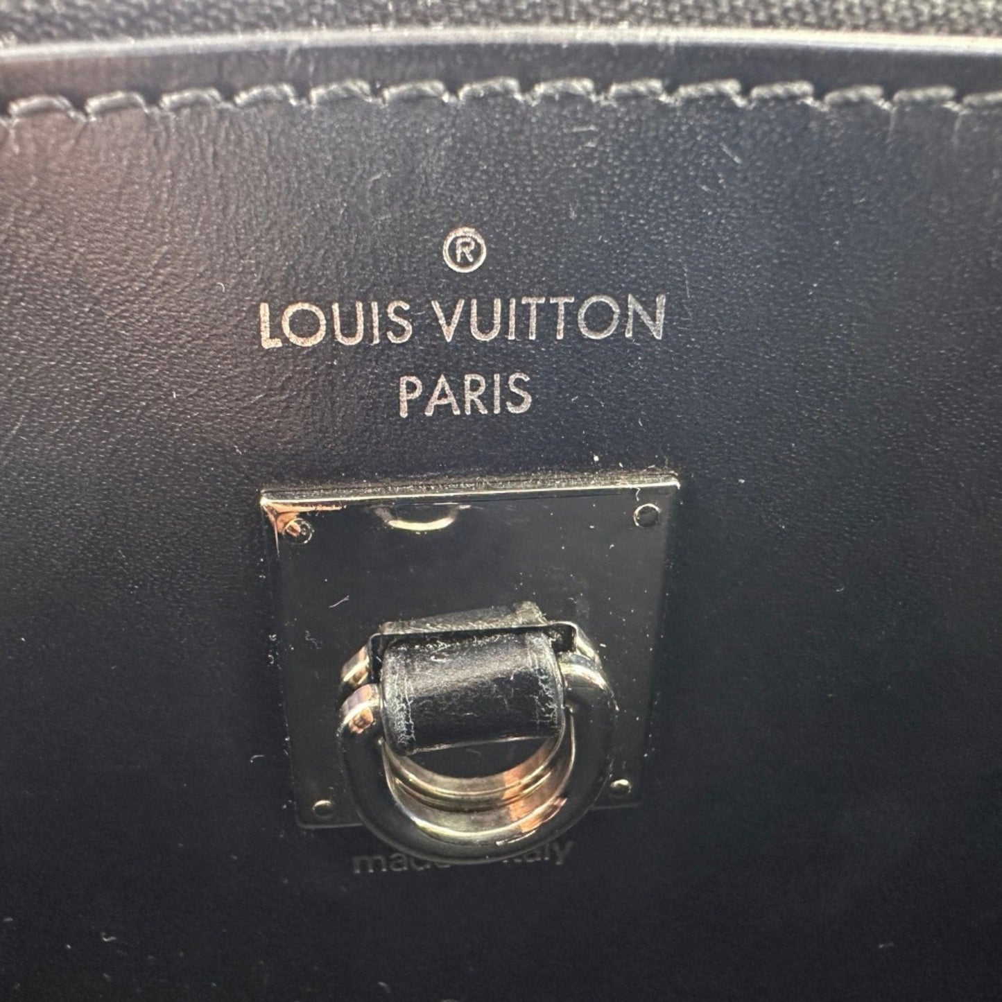 Louis Vuitton Black Gray Ivory Leather Suede Handbag Tote Bag (Pre-Owned)