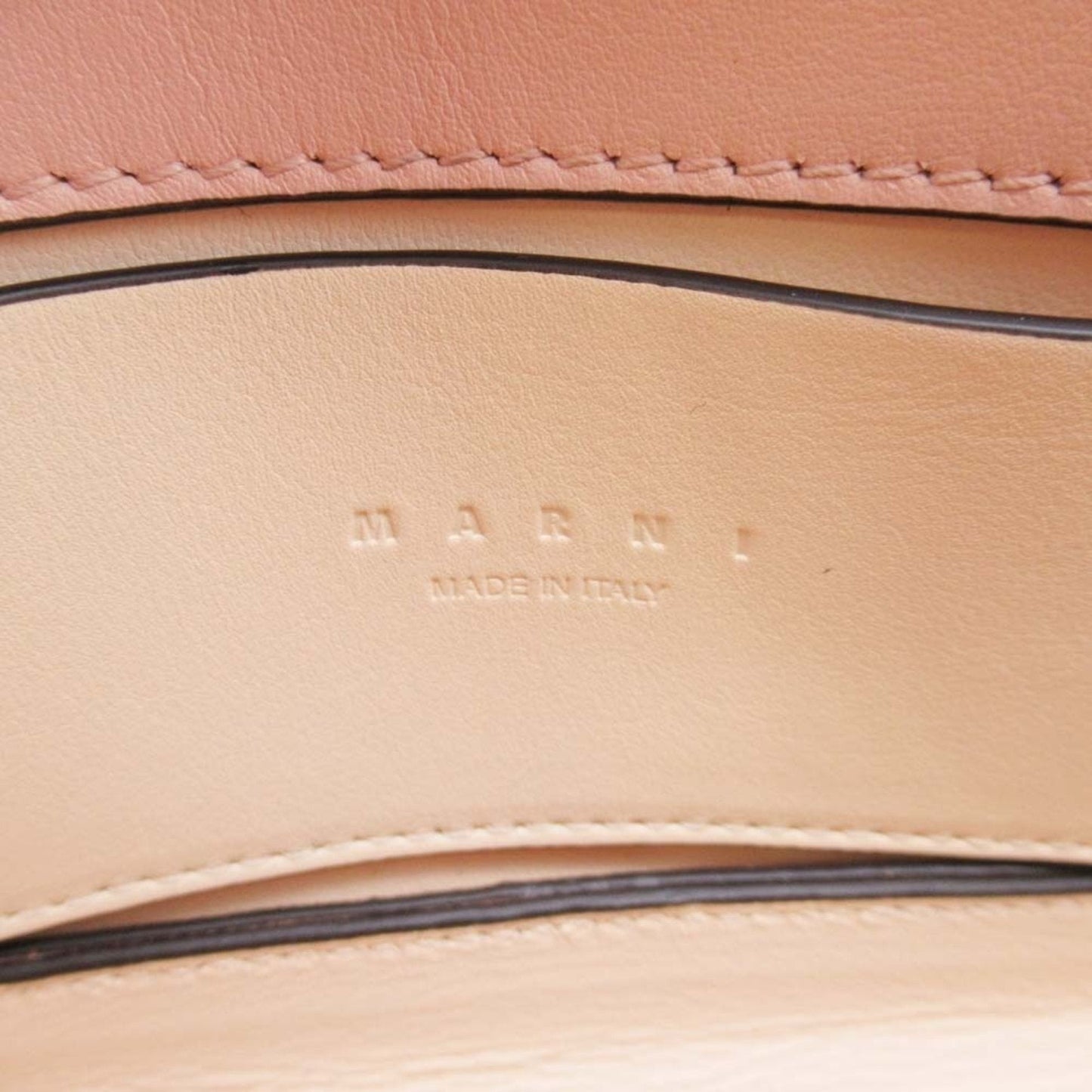 Marni Beige Gray Pink Gold Leather Pochette Shoulder Bag (Pre-Owned)