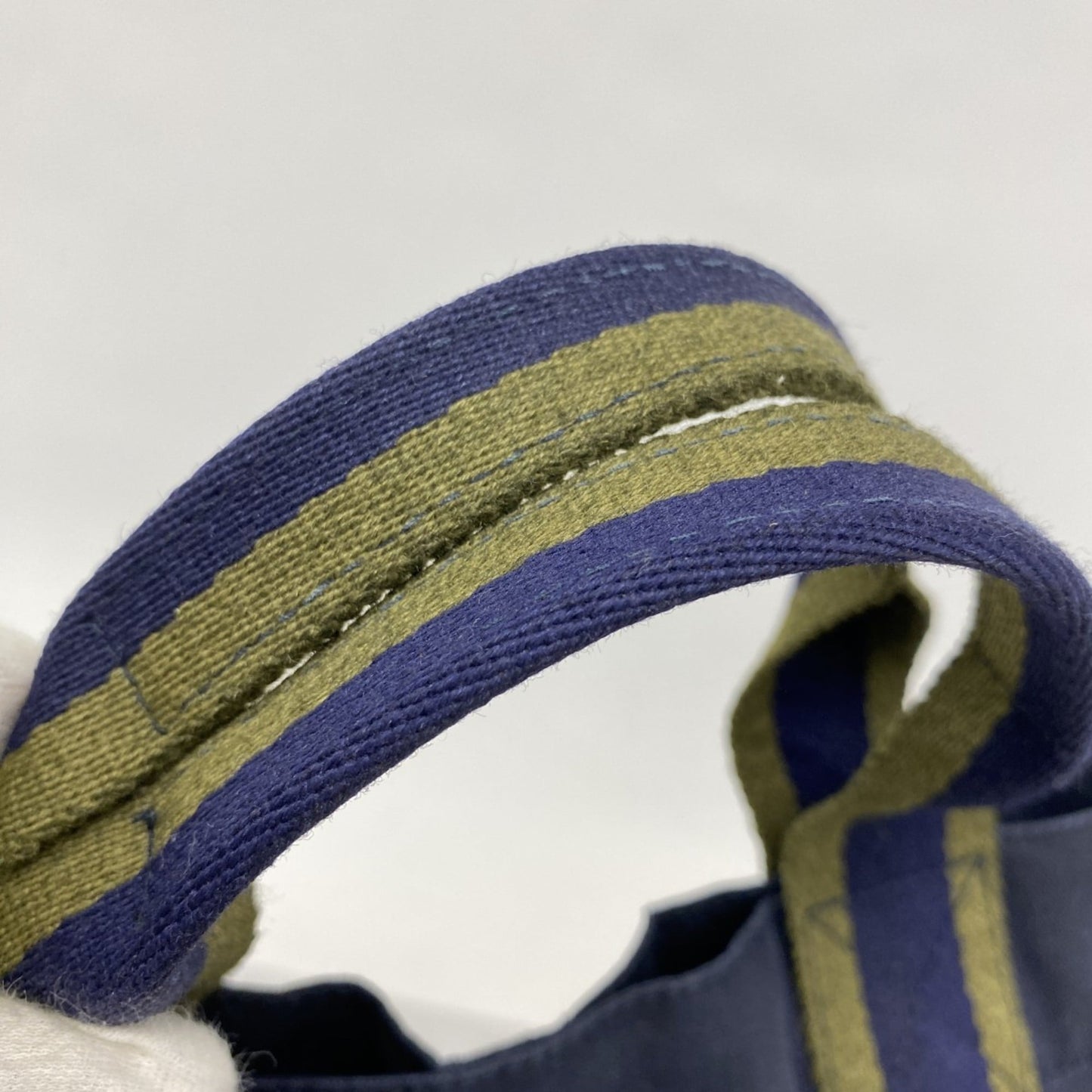 Hermes Green Navy Canvas Tote Bag (Pre-Owned)