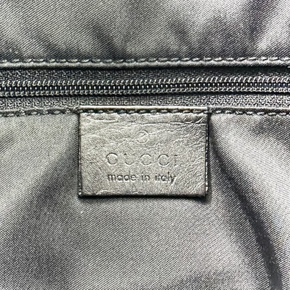 Gucci Black Leather Gg Canvas Handbag Shoulder Bag (Pre-Owned)