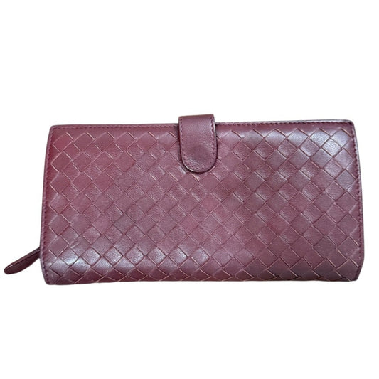 Bottega Veneta Bordeaux Intrecciato Long Wallet (Bi-Fold) (Pre-Owned)