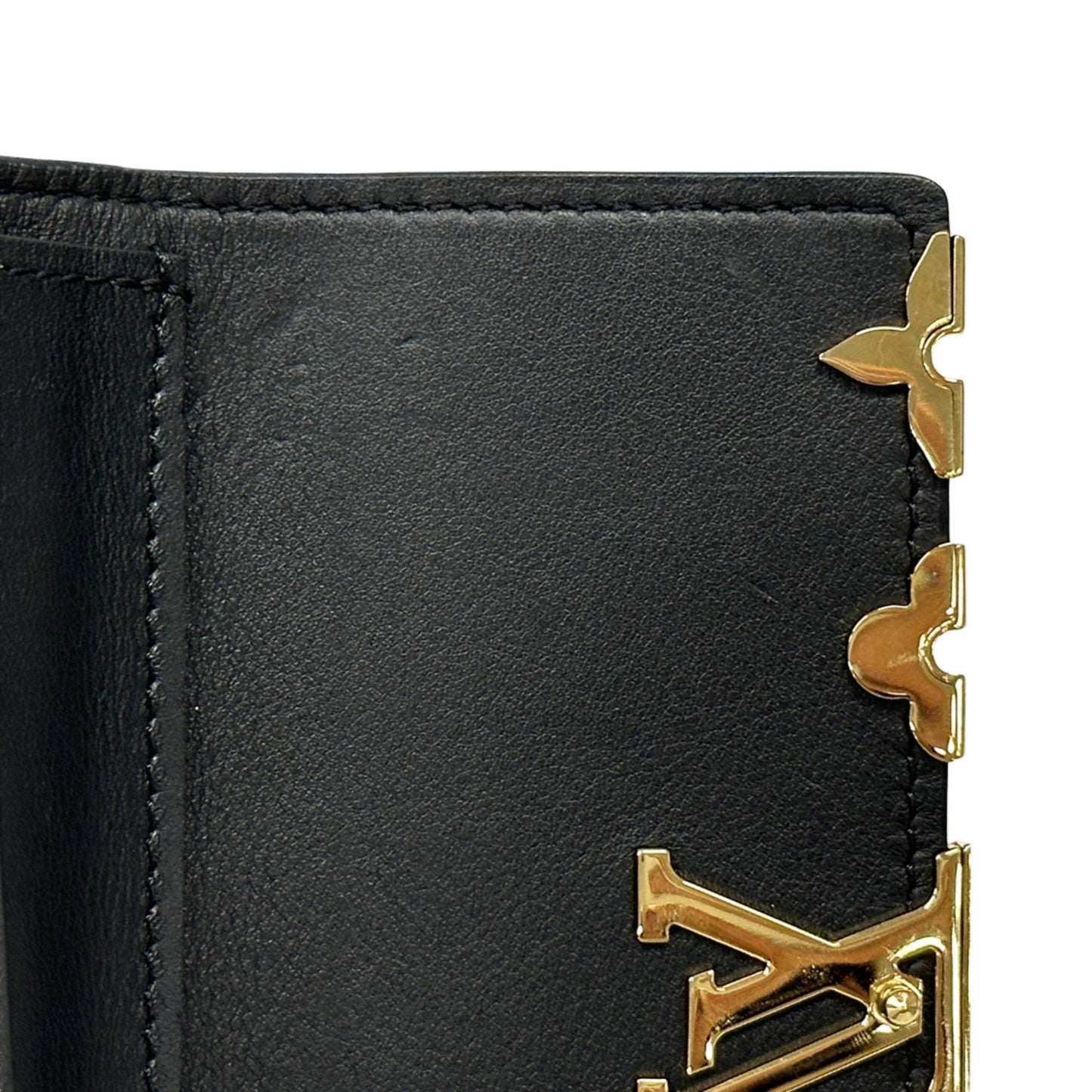 Louis Vuitton Black Noir Leather Long Wallet (Bi-Fold) (Pre-Owned)