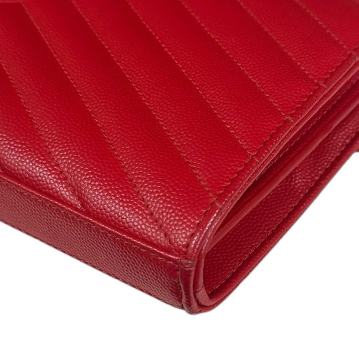Saint Laurent Red Color Leather Chain/Shoulder Wallet (Pre-Owned)