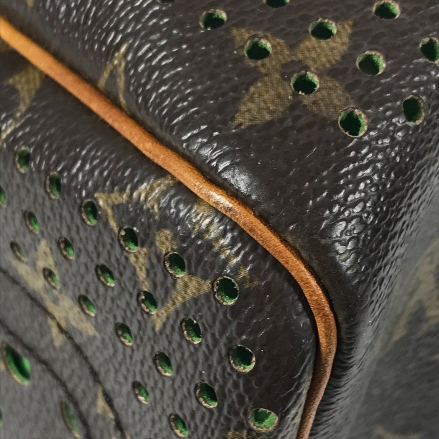 Louis Vuitton Brown Green Monogram Monogram Perforated Boston Bag Handbag Tote Bag (Pre-Owned)