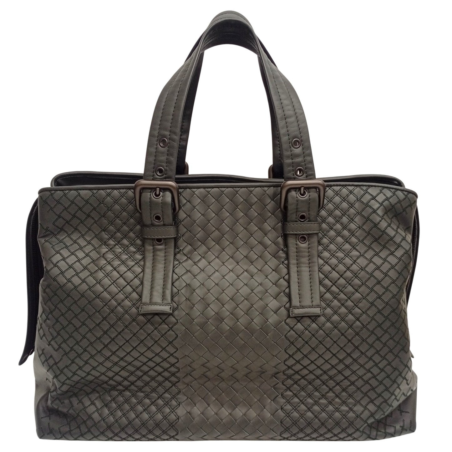 Bottega Veneta Gray Leather Tote Bag (Pre-Owned)
