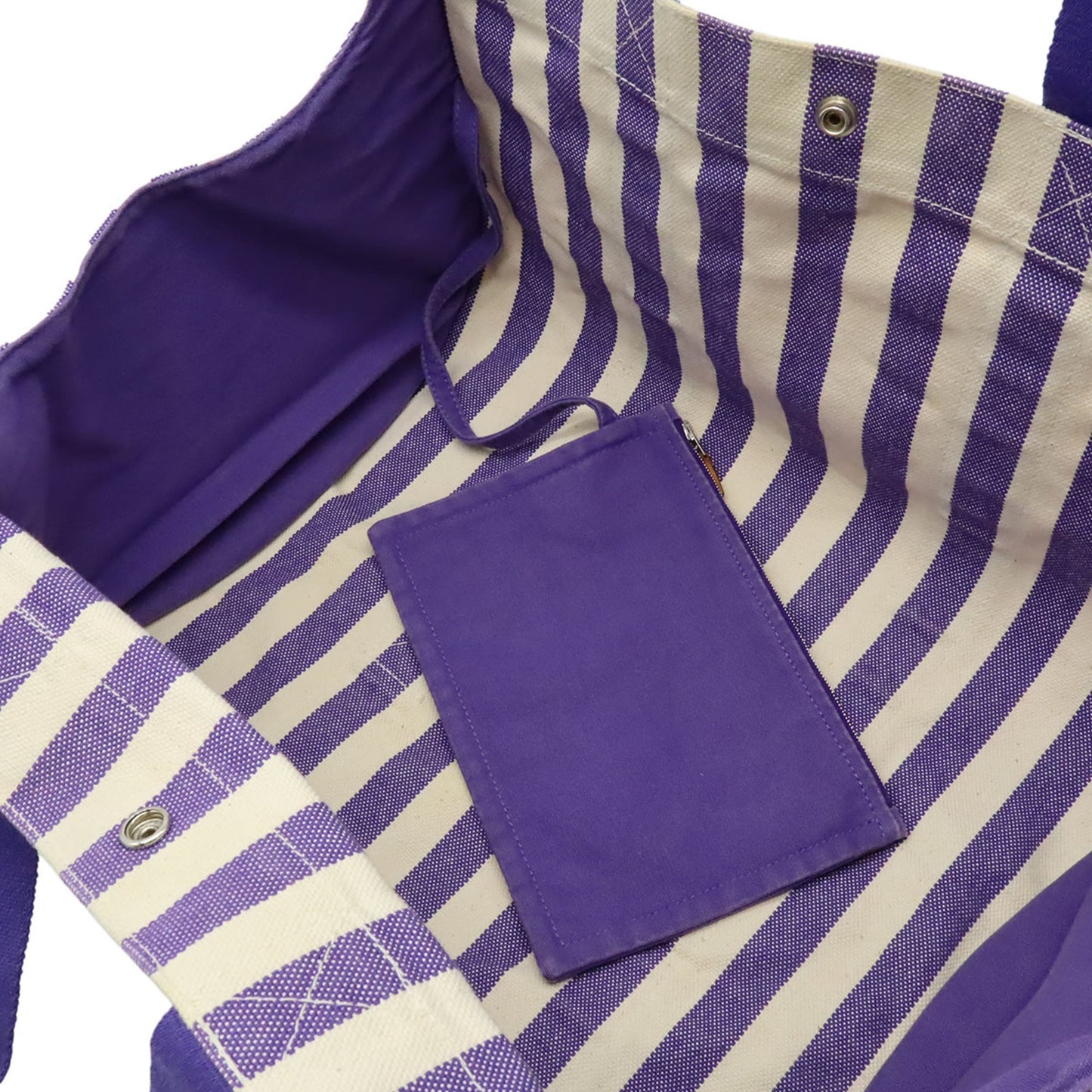 Hermes Ivory Purple Canvas Handbag Pouch Tote Bag (Pre-Owned)