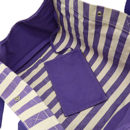 Hermes Ivory Purple Canvas Handbag Pouch Tote Bag (Pre-Owned)