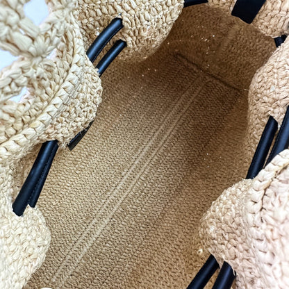 Loewe Black Raffia Shoulder Bag Tote Bag (Pre-Owned)