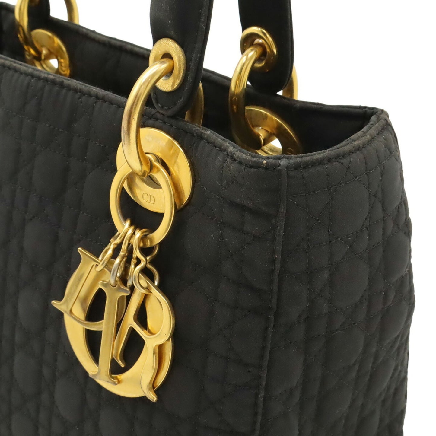 Christian Dior Lady Dior Black Nylon Handbag Tote Bag (Pre-Owned)