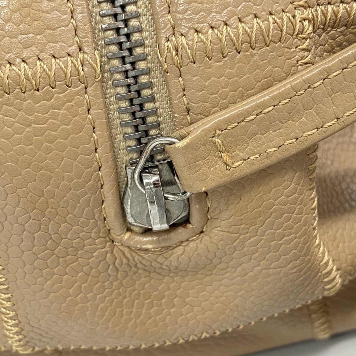 Chanel Beige Grained Calfskin Shoulder Bag (Pre-Owned)