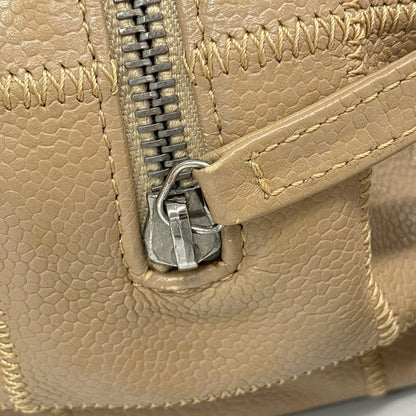 Chanel Beige Grained Calfskin Shoulder Bag (Pre-Owned)