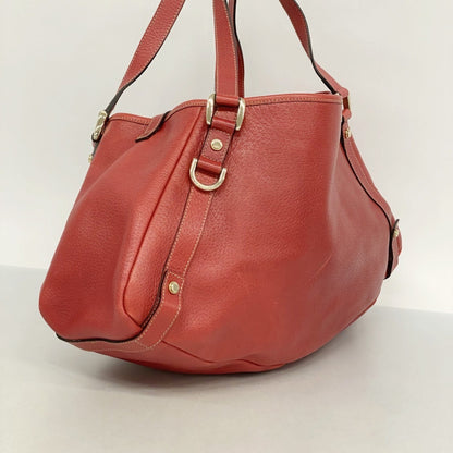 Gucci Red Color Leather Tote Bag (Pre-Owned)