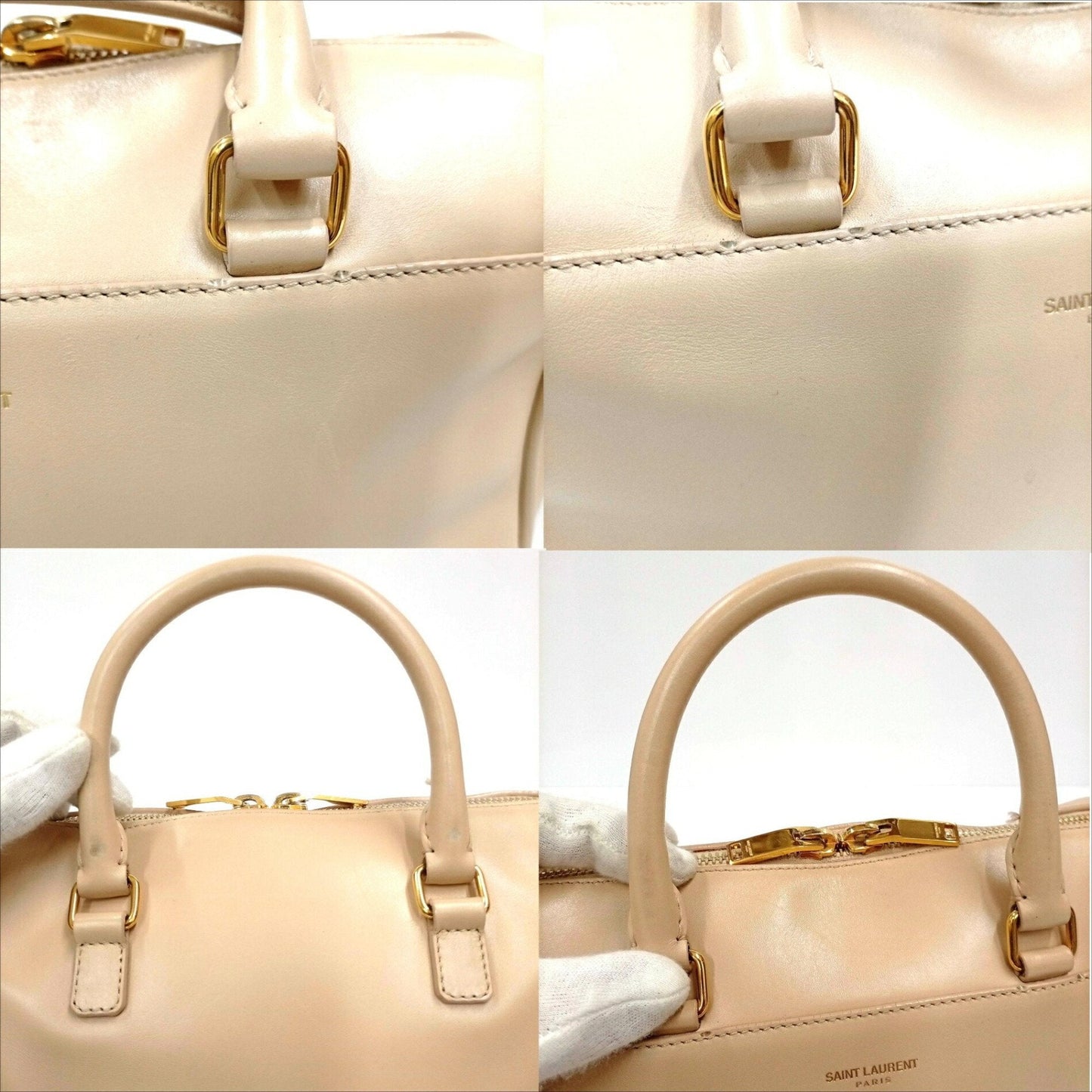 Yves Saint Laurent Beige Leather Handbag Shoulder Bag (Pre-Owned)