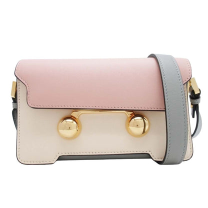 Marni Beige Gray Pink Gold Leather Pochette Shoulder Bag (Pre-Owned)