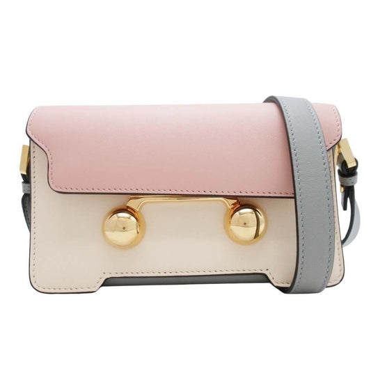 Marni Beige Gray Pink Gold Leather Pochette Shoulder Bag (Pre-Owned)