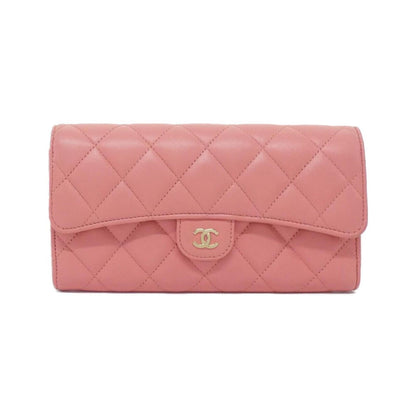 Chanel Pink Leather Long Wallet (Bi-Fold) (Pre-Owned)