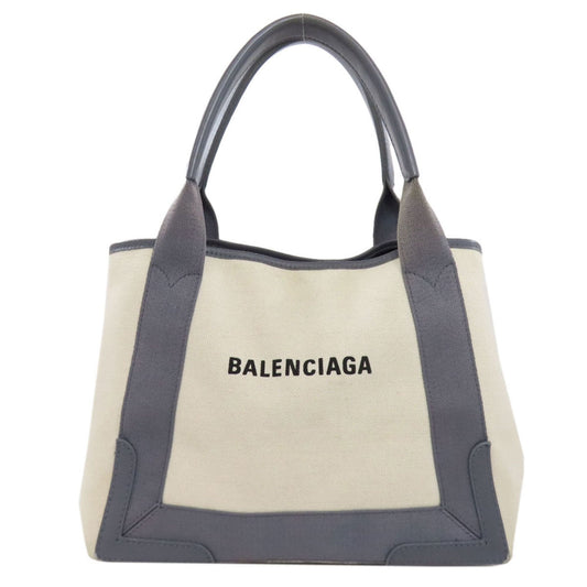 Balenciaga Gray White Canvas Tote Bag (Pre-Owned)