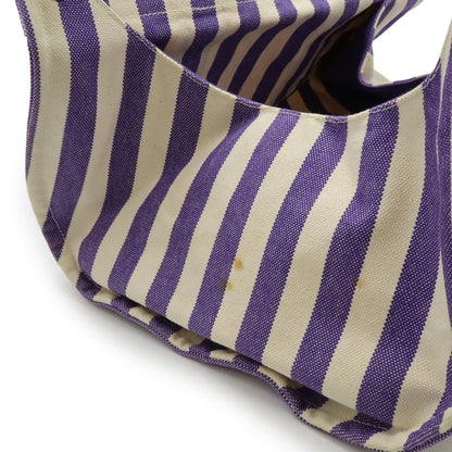 Hermes Ivory Purple Canvas Handbag Pouch Tote Bag (Pre-Owned)