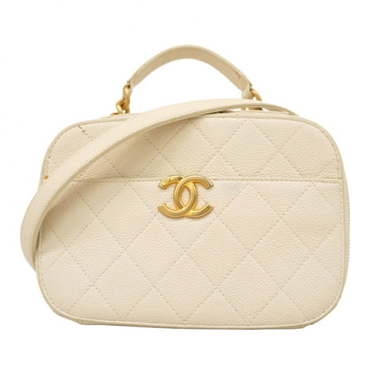 Chanel White Grained Calfskin Handbag (Pre-Owned)