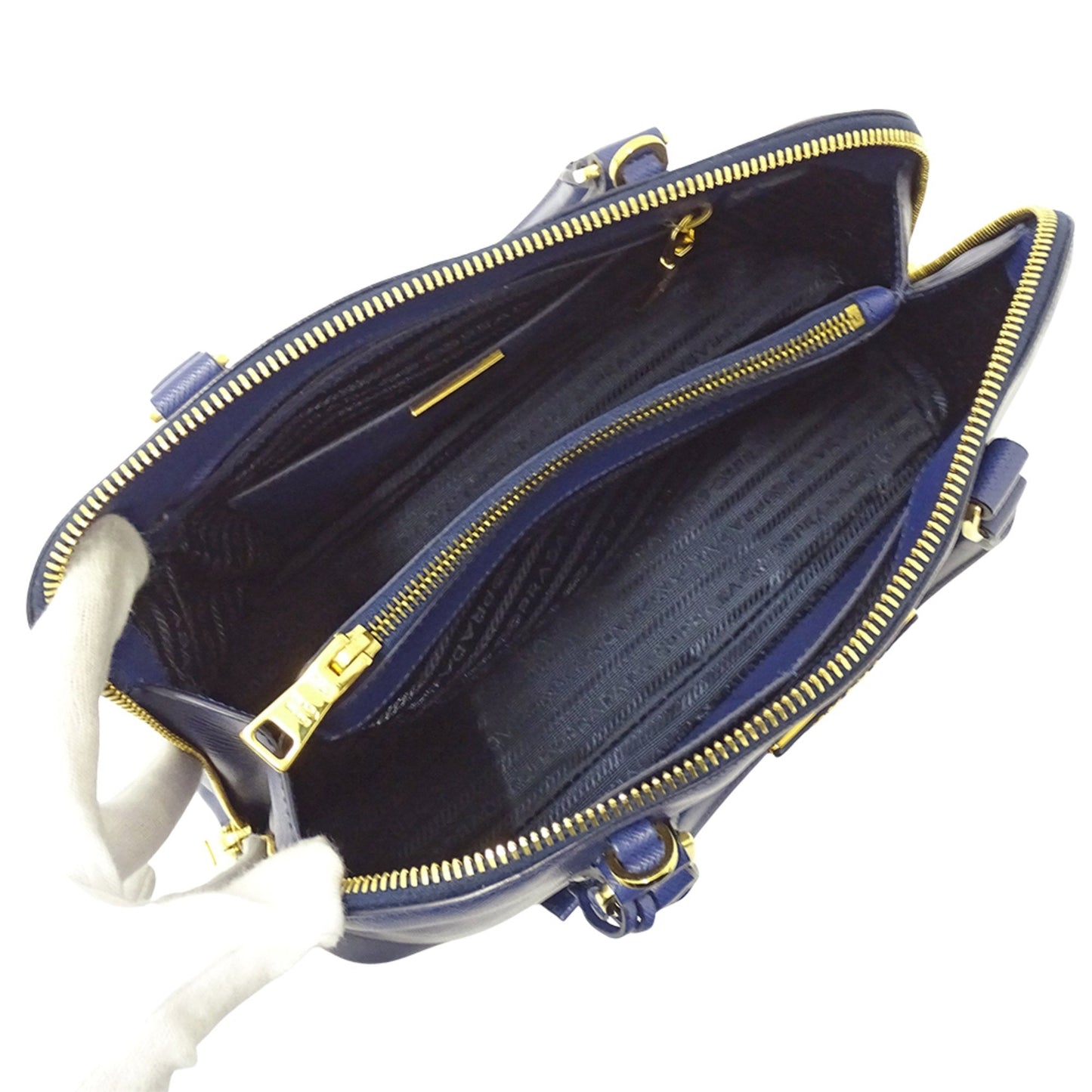 Prada Blue Saffiano Triangle Handbag Shoulder Bag (Pre-Owned)