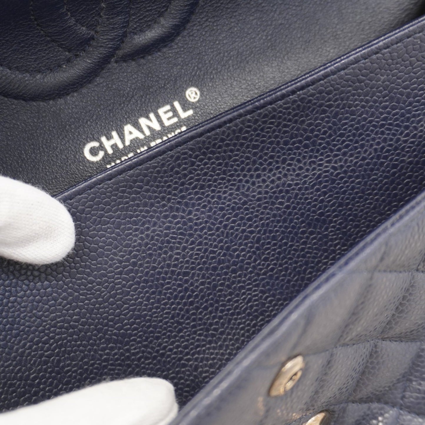 Chanel Navy Grained Calfskin Shoulder Bag (Pre-Owned)