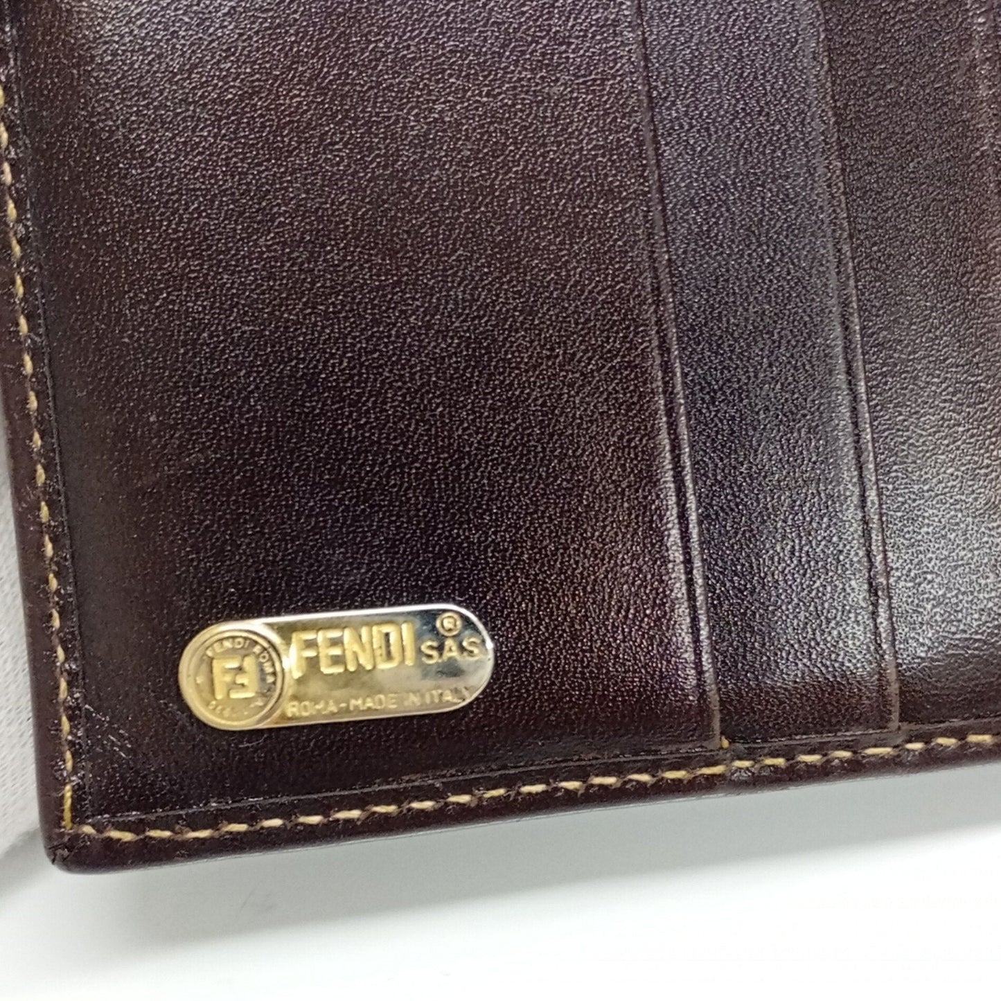 Fendi Brown Canvas Leather Middle Wallet (Tri-Fold) (Pre-Owned)